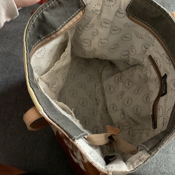 ‘Myra Bag’ cowhide and canvas tote - Picture 3 of 4
